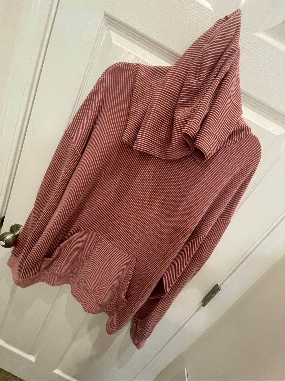 Pretty Garden XL Mauve Striped Hooded Pullover Sweatshirt Top